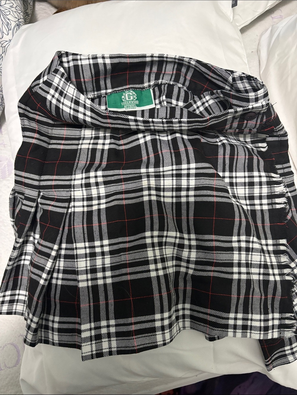 Glenwood Apparel Black & White Plaid Pleated Skater Skirt with Red Accents